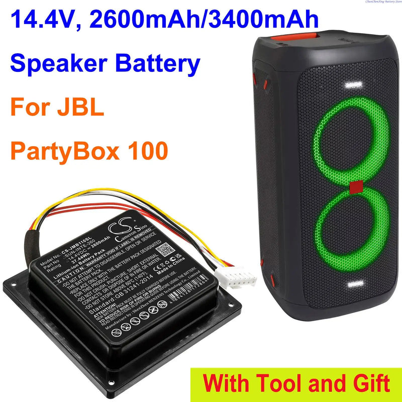 Bateria Original para JBL PartyBox 100 | SUN-INTE-260, 14.4V -  2600mAh - 3400mAh